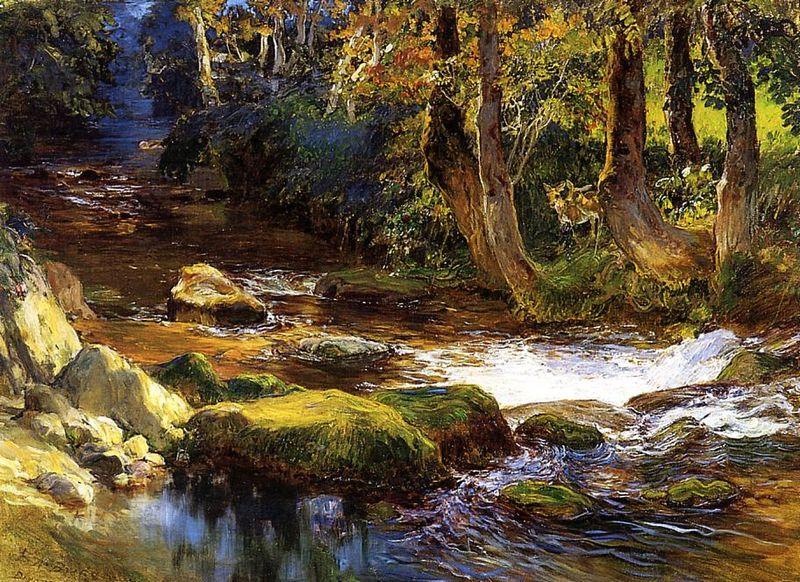 Frederick Arthur Bridgman River Landscape with Deer oil painting image